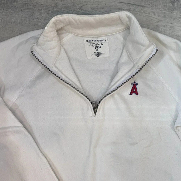 Vintage Baseball Anaheim ANGELS White 1/4 Zip Pullover Sweater Size M - Picture 13 of 16